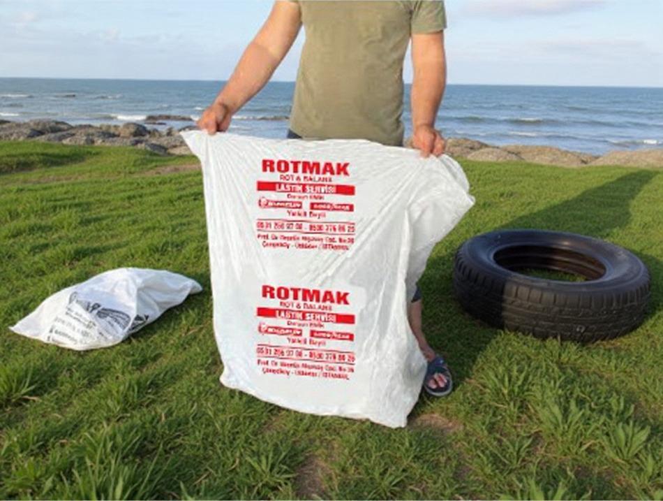 Özel baskılı oto lastik poşeti örneği - Rotmak Rot & Balans